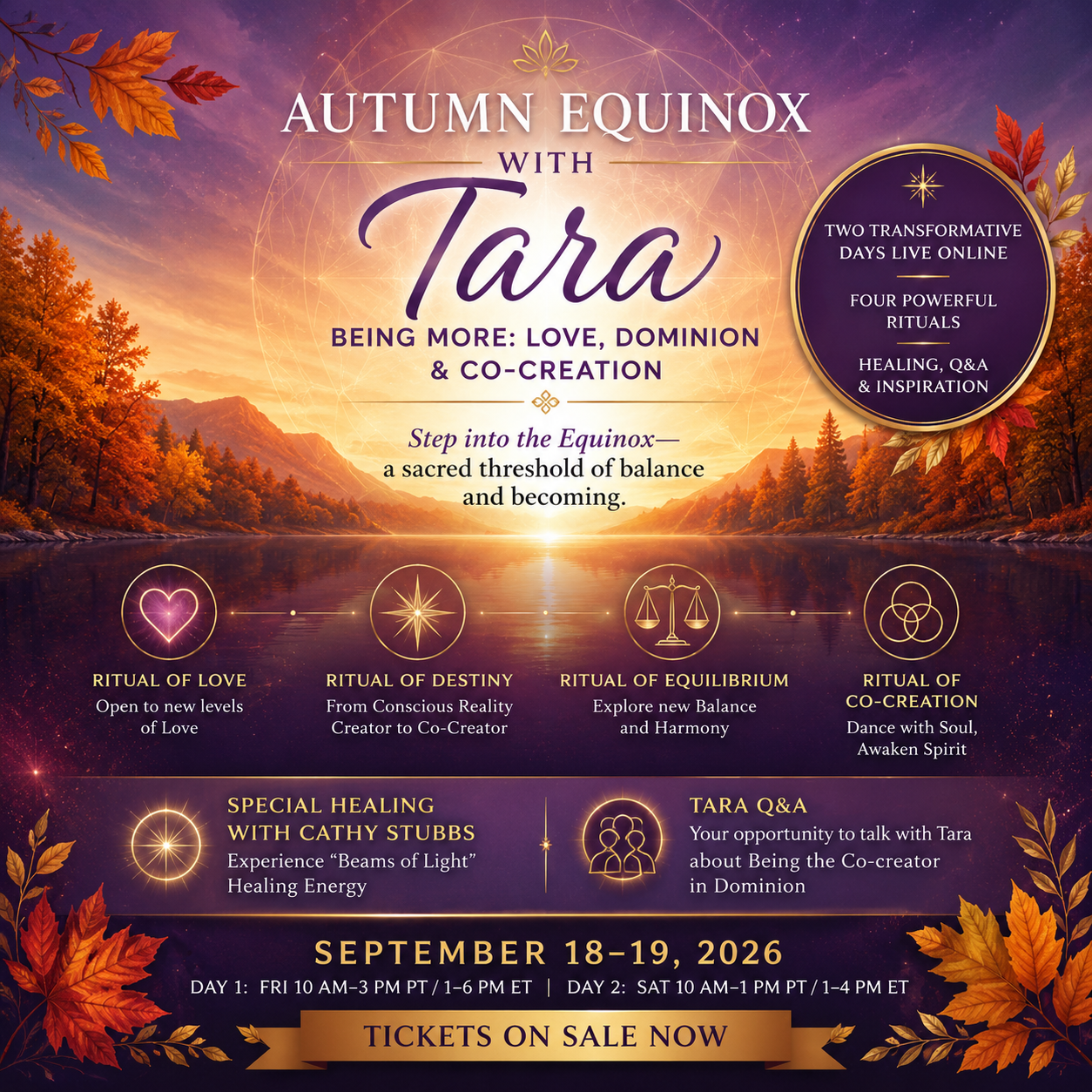 Autumn Equinox with Tara - Tickets on Sale - September 18-19 2026